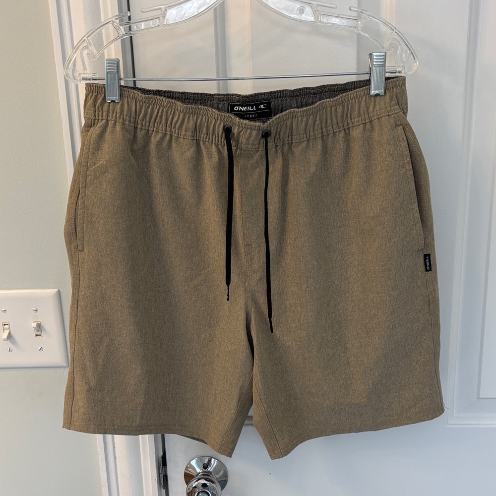 O'Neill Men's Olive Brown Elastic Waist Hybrid Shorts